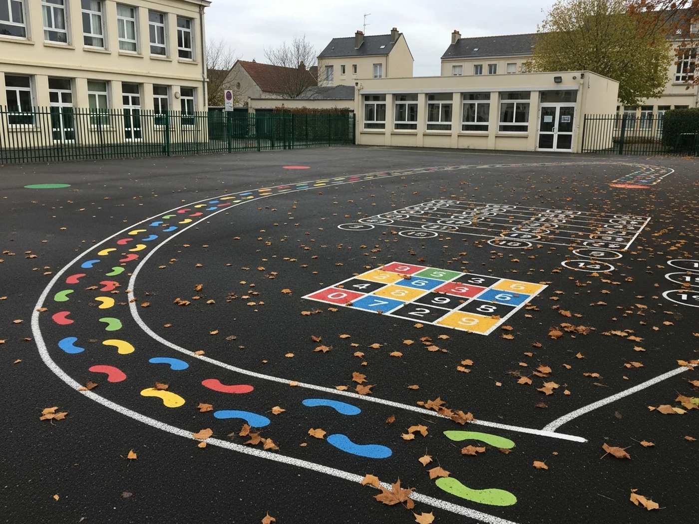 Parcours scolaire matérialisé au sol