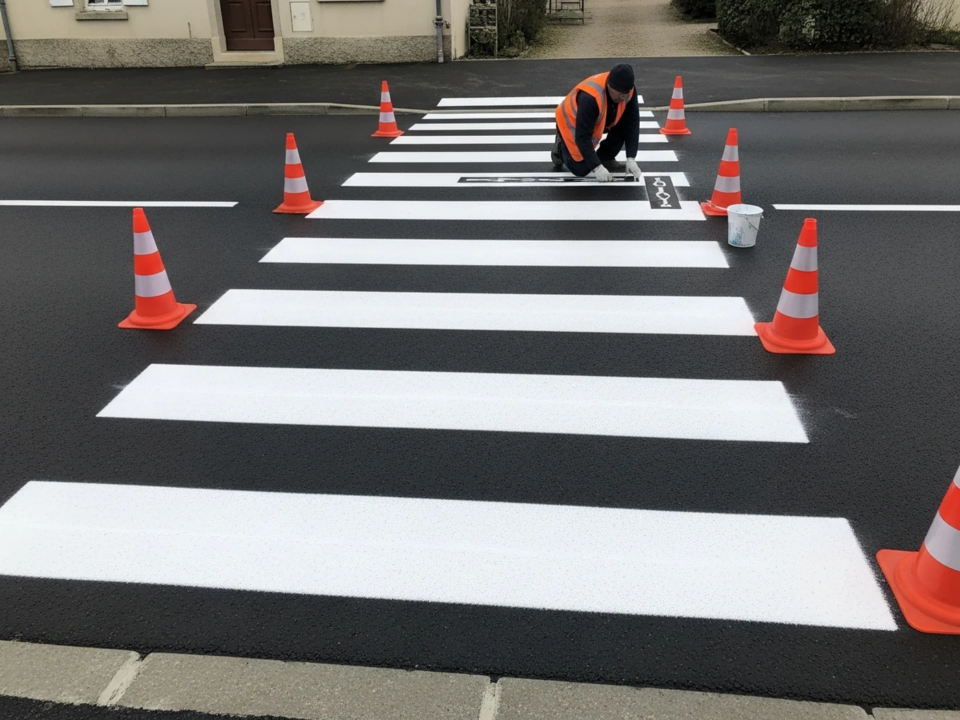 Remise en peinture d'un passage piétons existant